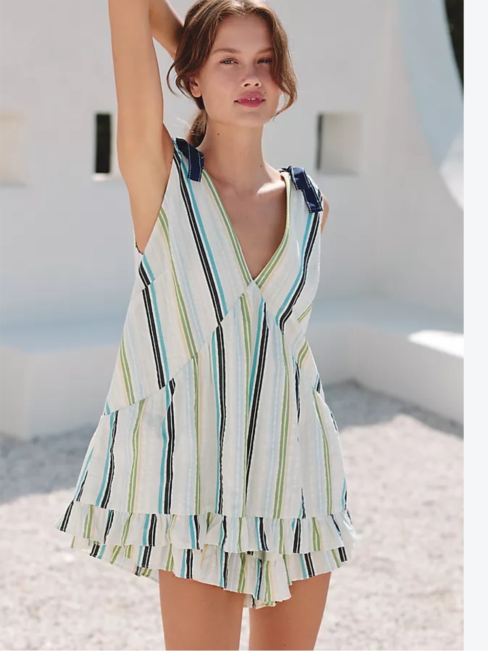 Anthropologie Celandine Cotton V-Neck Flouncy Playsuit Size XS NWTS